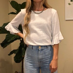 Glassons ruffle sleeve white blouse